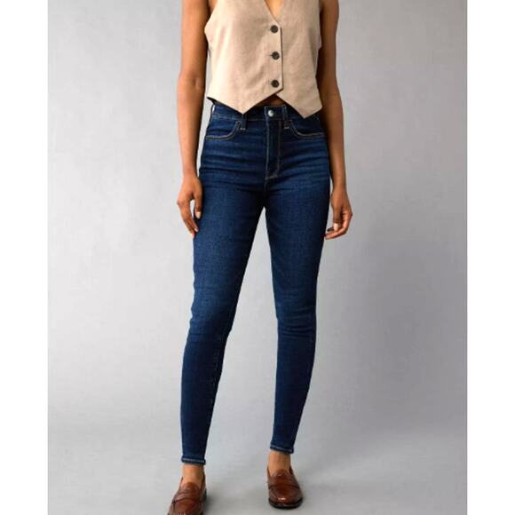American Eagle Next Level Stretch Super High Rise Jegging SZ 6 Dark Wash - Picture 1 of 7